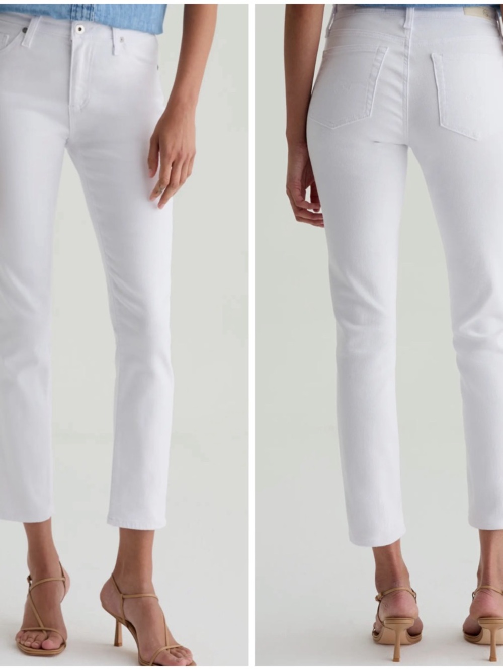AG Adriano Goldschmied White Skinny Crop Jeans